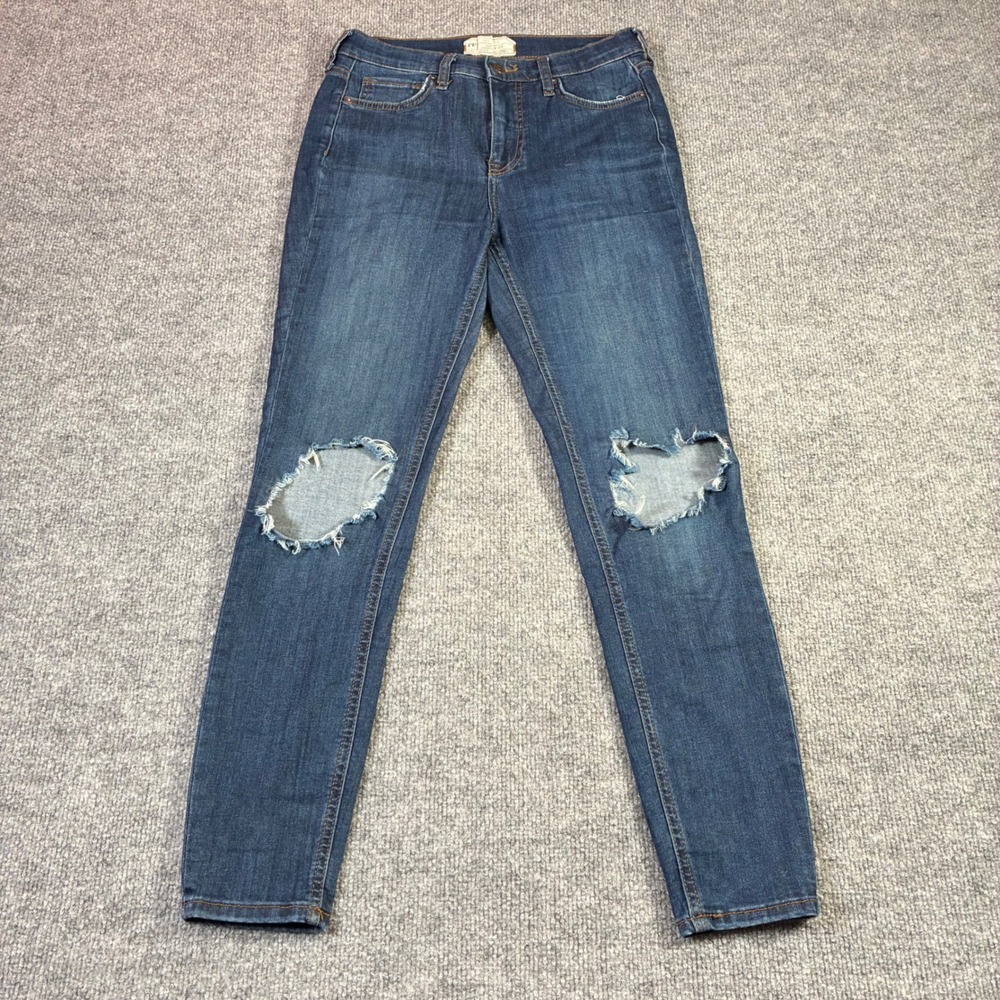 Free People Skinny Jeans Womens 28 Blue Distressed Ripped Knee Denim